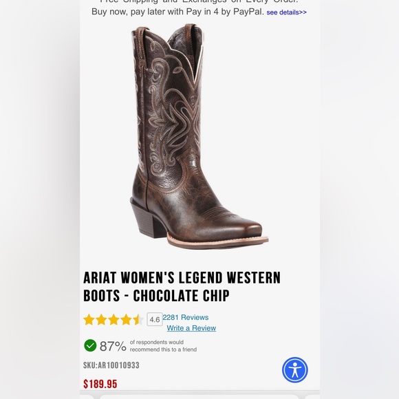 Ariat western boot excellent condition worn 2-3 times - Picture 1 of 6